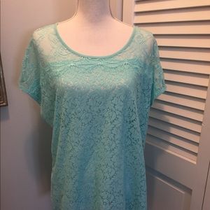 Chico’s Robin’s egg blue lace top